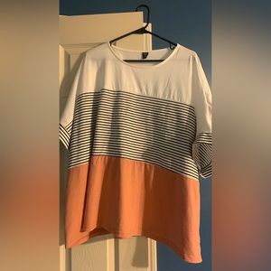SHEIN Plus striped color block tee mutlicolor